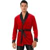 ranrann Vestaglia da Bagno da Uomo Natalizia Morbida con Cintura Accappatoio Velluto Uomo Invernale Rosso Camicia da Notte Calda Corta per Casa Spa Hotel Homewear Rosso L