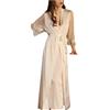 Generic Accappatoio da donna kimono, in seta, con pizzo, vestaglia da donna, in raso, da donna, in pizzo, pigiama, da donna, per feste, 0B-bianco, S