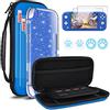 DLseego Custodia da trasporto per Nintendo Switch Lite, custodia da viaggio portatile 4 in 1 kit di accessori con 1 custodia glitterata, 2 pellicole protettive per schermo e 4 tappi per pollice, blu