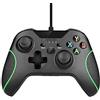 Maliralt - Controller per Xbox One XF12 con fili di controllo di gioco a vibrazione, doppio con funzione delle cuffie, compatibile con console Xbox One Win10 One X, colore: Nero