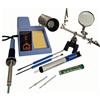 EMPOTEC Stazione Saldante Saldatore 48W Elettrica Saldatura Professionale Accessori Controllo Temperatura 150-450°C Kit Pompa Dissaldante Supporto Lente Ingrandimento attrezzi 220-240v 50Hz EM-99 ZD-99