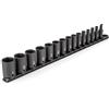 TEKTON SID91118 Set di bussole a macchina semi-profonde a 6 punti, con attacco da 0,9 cm, con guida, 15 pezzi (1/4-1")