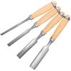 SOLUSTRE Set di Scalpelli per Intaglio Legno 4 Pezzi Lama Semicircolare in Acciaio al Carbonio, Kit per Principianti Manico Khaki per Arte della Scultura e Modellismo
