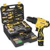 CRESOLVIA Kit di attrezzi con trapano a batteria da 12 V, kit da 299 pezzi per la casa set di attrezzi con cassetto, set di trapano generale per uso domestico, per riparazioni meccaniche domestiche