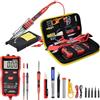 AUBEST Stazione di Saldatura, Kit saldatore da 80 W, LCD a temperatura regolabile, con punte di saldatura multimetro Strumenti di saldatura for pompa dissaldante(Rot)