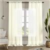 MYSTIC-HOME Tende velate Lunghe 95 Pollici, Tende per Tende a Tasca per aste, Pannelli per Tende in Voile Semi pieghettati per Cortile, Set di 2, 52x95, Beige