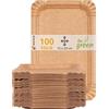 Heku be green 100 piatti di carta marrone ecologici, rettangolari, 13 x 20 cm, compostabili monouso in fibra fresca e cartone resistente, adatti per diverse occasioni