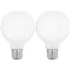 Eglo E27 LED, lampadina opalina a globo, 7 Watt (equivalente a 60 Watt), 806 Lumen, luce bianco caldo, 2700k, lampadina G80, Ø 8 cm (Confezione da 2)