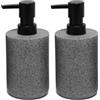 Douceur d'Intérieur Granite Dispenser Sapone, Diametro 7 x 16 cm, Poliresina Tinta Unita (Confezione da 2)