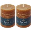 Spaas - Candela pilastro in stile rustico, 80/110 mm, 65 ore, cognac (Confezione da 2)