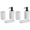 MSV - Set di 6 Accessori da Bagno in Lona - Design Elegante e Pratico - Dimensioni Standard - Bianco - Ideale per Un Arredamento Moderno - Accessorio da Bagno