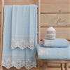 PETTI Artigiani Italiani - Asciugamani Bagno in 100% Spugna di Cotone, Set Asciugamani 1+1, 2 Pezzi 1 Asciugamano Viso e 1 Asciugamano Mani, Celeste