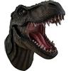 DWK Massiccia scultura a forma di testa di dinosauro da parete, statua dipinta a mano con incredibili dettagli realistici, facile da appendere, busto decorativo con dinosauri giurassici (tirannosauro)