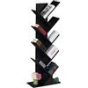 Relaxdays Scaffale Libreria, Mobile Stretto da Terra con 9 Ripiani ad Albero per Libri, CD, HLP: 146x38x22 cm, Nero