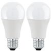 Eglo LED E27 dimmerabile, lampadina 11 Watt (equivalente a 75 Watt), 1055 Lumen, 3000 Kelvin, illuminante bianco caldo, lampada bianco opale, A60, Ø 6 cm (Confezione da 2)