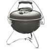 Weber Barbecue a carbone Smokey Premium/Design portatile, coperchio e braciere smaltati in porcellana, superficie di cottura di 37 cm, maniglia Tuck-N-Carry, grigio fumo