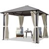 TOOLPORT Gazebo da Giardino 3x3 m Tetto Hardtop in Acciaio con Teli Laterali e Zanzariere in Crema