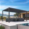 PURPLE LEAF Pergola Bioclimatica 4,8 x 3 m Pergolato da Giardino Lame Orientabili Area 14,4 m² Gazebo Pergola Alluminio per Patio Terrazza Esterno, Grigio