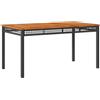 vidaXL Tavolo da Giardino Nero 140x80x75 cm Polyrattan e Legno Acacia
