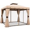 Bakaji Gazebo da Giardino Struttura in Alluminio con Copertura Telo 400 gr/mq con Spalmatura Anti-UV. Antipioggia, completo di 4 Zanzariere e 4 Teli Laterali (3 X 3 MT)