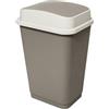5 five simply smart 5five - Pattumiera in plastica da 50 litri, color tortora, doppio coperchio, comodo sistema di apertura manuale, sistema di fissaggio del sacco, leggera, facile da pulire