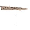 COSTWAY Ombrellone da Giardino Doppio 426 cm, con Manovella e 10 Stecche, Ombrellone Rettangolare Pieghevole, per Giardino Piscina Terrazza, 426 x 265 x 260 cm (Caffè)