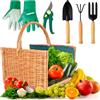 Avilia Set da Giardinaggio Ergonomico con Cesto in Vimini - Kit Completo di Attrezzi per Donna e Uomo, Accessori e Utensili Giardinaggio 35x22x29cm, Idea Regalo Perfetta