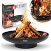 HEAT Outdoor Living Braciere 60 cm Diametro Nero - Braciere per BBQ da Giardino - Braciere da Esterno e Barile per Fuoco - Braciere da Giardino - Piccolo Braciere in Acciaio - 60x60x16 cm