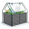 Quictent Orto RiAlzato in Metallo Galvanizzato con Copertura di Mini Serra, Fioriera 3 in 1 Grande per Giardini, Patios e Terrazze, 120x90x62cm