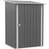 Outsunny Casetta da Giardino 0.92m² in Acciaio Zincato, Capanno Porta Attrezzi con Porta Battente Bloccabile, Tetto Inclinato, 100x104x160 cm, Grigio Chiaro