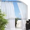 FaceYee Tende da esterno in voile semi-voile, per patio, portico, porta, cabana, gazebo, baldacchino, privacy, tende a righe, impermeabili, con passanti superiori, un pannello (bianco, 152 x 270 cm)