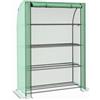 Outsunny Mini serra da giardino per balconi a 4 livelli con struttura in acciaio e telo in PE rinforzato, porta avvolgibile portatile per interni ed esterni, 120 x 50 x 170 cm, verde
