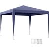 Outsunny Gazebo da Giardino 3x3 m con 4 Fori di Drenaggio, Corde e Viti, Gazebo da Esterno in Acciaio e PE, Protezione UV, per Giardino, Feste, Campeggio, Matrimoni e Mercati, Blu Scuro
