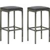vidaXL Sgabelli da Bar con Cuscini 2 pz Grigi in Polyrattan