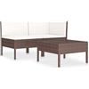vidaXL Divani da Giardino Set 3pz con Cuscini Salotto Sofà Dormeuse Canapè Ottomana Divanetti Poltrone Sedute Arredo in Polyrattan Marrone