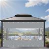 DZHTUF Tende Telone Impermeabili Per Esterno,Pannelli Laterali In Telone Grigia Trasparente Per Portici/Gazebo/Terrazze,Con Porta Cerniera,Tenda Antipioggia In Plastica In PVC Con Occhielli,0Zipper-1.2x2.2m