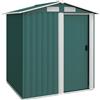 Outsunny Casetta da Giardino 1.7m² in Acciaio Zincato con kit Fondazione, Capanno da Giardino Porta Attrezzi con Tetto Inclinato, 4 Prese d'Aria, Porta Scorrevole, 152x132x188 cm, Verde