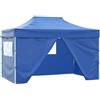 vidaXL Gazebo Professionale Pieghevole con 4 Pareti 3x4m Acciaio Blu