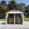 IlGruppone Gazebo Da Giardino Con Zanzariera 3x4 Mt Struttura In Alluminio E Acciaio Con Pareti Laterali E Zanzariere Con Camino Antivento E Copertura Impermeabile Picchetti Inclusi