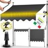 tillvex Tenda da Sole a Bracci con Manovella | Protezione Balcone, Regolabile, Senza Forare, a Manovella | Tenda resistente per Esterno ai raggi UV e regolabile in Altezza (400cm, Antracite con LED)