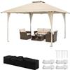 RELAX4LIFE 4x4M Tenda Gazebo Pieghevole con Doppio Tetto Ventilato, Struttura in Acciaio, Regolabile in Altezza, Protezione UV 50+, Borsa per il Trasporto su Ruote (2-Cachi)