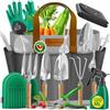 KESSER® Set di attrezzi da giardino, 10 pezzi, con manici ergonomici in legno, con custodia impermeabile in materiale Oxford 600D, ginocchiere, tappetino per piante, bottiglia spray, forbici da