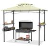 PEILU Gazebo per barbecue, 245 x 153 cm, resistente alle intemperie, autoportante, con protezione solare, doppio tetto, scaffali e cestini, gazebo da giardino per giardino e spiaggia, barbecue, feste