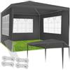 tectake® Tendone per Feste, Padiglione Gazebo Esterno Resistente con 3 Pezzi Laterali, Gazebo da Esterno con Finestre, Gazebo Impermeabile, Resistente ai Raggi UV, 300 x 300 x 250 cm - Grigio