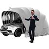 ACLFF Tettoia per Auto in Acciaio Inossidabile Pesante, Tenda da Sole Retrattile per Auto con Serratura, Riparo Pieghevole Semiautomatico Resistente, Tettoia per Resistente Intemperie