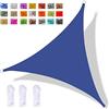 YAOYI Tenda A Vela Triangolare 3x3x3m Vela Ombreggiante Impermeabile, Protezione Raggi UV 98%, per Feste All'aperto in Terrazza Giardino, con Corda, Blu Reale
