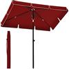 SONGMICS Ombrellone 200 x 125 cm, protezione solare UPF 50+, inclinabile a 30° in 2 direzioni, altezza regolabile, con borsa per il trasporto, per giardino, terrazza, senza base, rosso GPU025R01