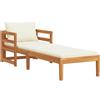 vidaXL Lettino Prendisole con Cuscini Bianco Crema in Acacia Massello