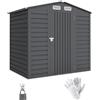 Outsunny Casetta da Giardino in Lamiera d'Acciaio Grigio 2,27 m² 190L x 131L x 188H cm con Porta con Serratura Ventilazioni e Guanti Inclusi