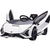Macchina Elettrica Per Bambini 3-5 Anni Lamborghini 12v Con Telecomando E Velocità 3-5km/h, Bianco